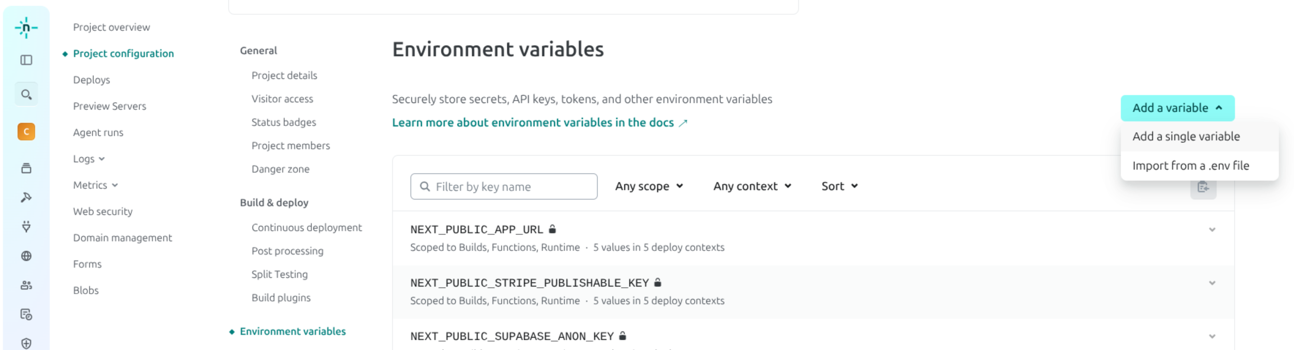 Netlify Environment Variables Configuration